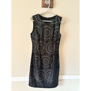 NWT White House Black Market Size 4 Black Laser Cut Sleeveless Sheath Dress